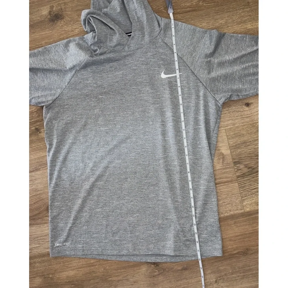 Nike Swim Shirt Mens Medium Gray Dri Fit Hooded Long Sleeve UPF 40 Dri Fit